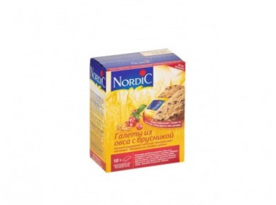 Галеты NORDIC  из овса с брусникой, 300г, 1 штука