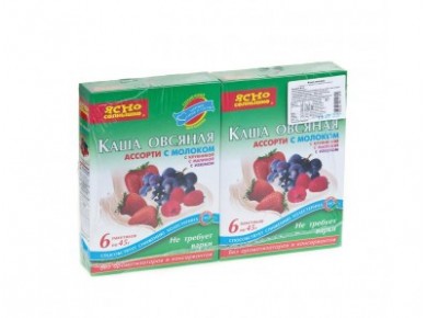 Овсяная каша ЯСНО СОЛНЫШКО ассорти, 270г, 2 упаковки