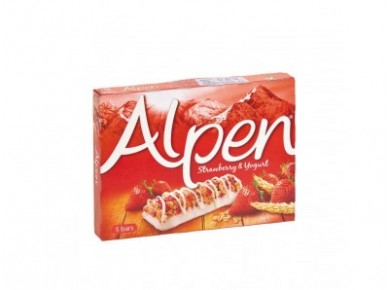 Шоколадный батончик-мюсли ALPEN клубника, 28Г*5шт, 1 штука