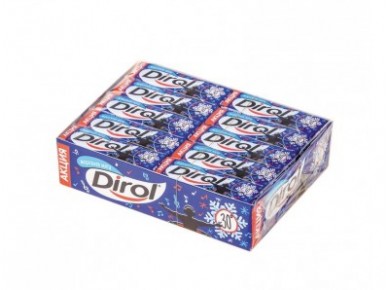 Жевательная резинка DIROL морозная мята, 14г, 30 штук