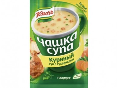 Чашка супа КNORR Куриный с сухариками, 16г, 3 коробки