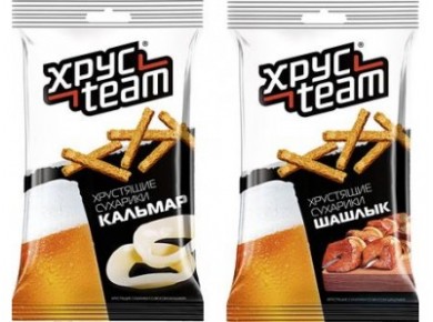 Сухари ХРУСTEAM со вкусом кальмара, 90г, 4 штуки