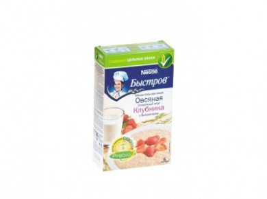 Овсяная каша БЫСТРОВ с клубникой, 240г, 1 штука