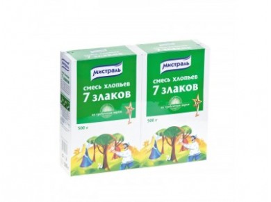 Хлопья МИСТРАЛЬ 7 злаков, 500г, 2 штуки