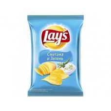 Чипсы LAY`S со вкусом сметаны и зелени, 80г, 1 штука
