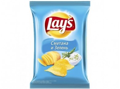 Чипсы LAY`S со вкусом сметаны и зелени, 80г, 1 штука