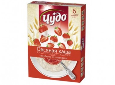 Овсяная каша ЧУДО клубника со сливками, 210г, 1 штука