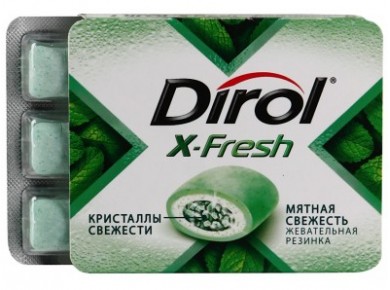 Жевательная резинка DIROL X-Fresh мятная свежесть,18г, 12 упаковок
