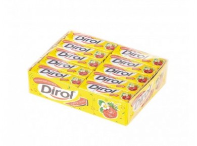 Жевательная резинка DIROL земляника, 13,6г*30, 30 штук