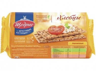 Хлебцы ЩЕДРЫЕ пшеничные, 100г, 1 штука