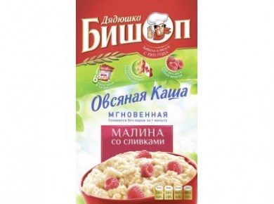 Овсяная каша ДЯДЮШКА БИШОП малина со сливками, 240г, 1 штука