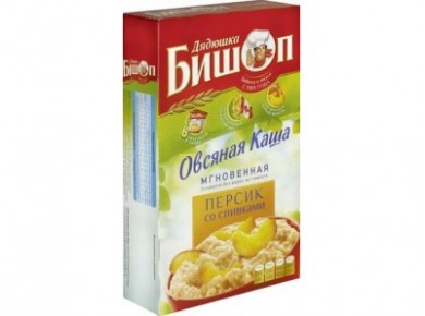 Овсяная каша ДЯДЮШКА БИШОП персик со сливками, 240г, 1 штука