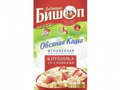 Овсяная каша ДЯДЮШКА БИШОП клубника со сливками, 240г, 1 штука