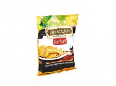 Чипсы DELICADOS nachos кукурузные с кусочками оливок и паприкой, 150г., 1 штука