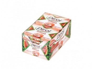 Жевательная резинка DIROL x-fresh арбузный лёд, 18г*12, 12 штук