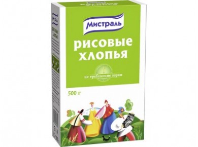 Хлопья МИСТРАЛЬ рнисовые, 500г, 1 штука