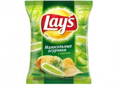 Чипсы LAY`S со вкусом малосольных огурцов, 80г, 1 штука