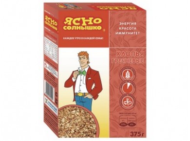Хлопья ЯСНО СОЛНЫШКО Гречневые, 375г, 1 штука