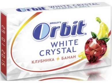 Жевательная резинка ORBIT Crystal Клубника-Банан, 21г, 1 штука