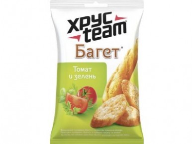 Сухарики ХРУСTEAM багет со вкусом томата и зелени, 60г, 4 штуки