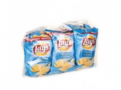 Чипсы LAY`S со вкусом сметаны и зелени, 35г, 6 штук