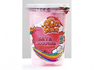 Вата сахарная POPSTAR со вкусом клубники, 30г, 1 штука