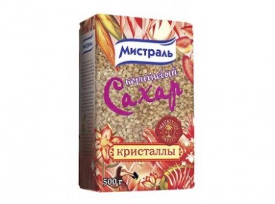 Сахар коричневый МИСТРАЛЬ кристаллы, 500г, 1 штука