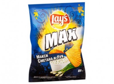 Чипсы LAY`S макс со вкусом сметаны и лука, 100г, 1 штука