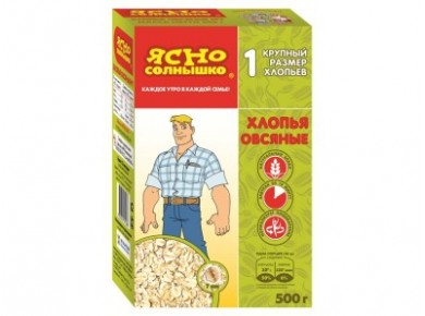 Хлопья овсяные ЯСНО СОЛНЫШКО № 1, 500г, 1 штука