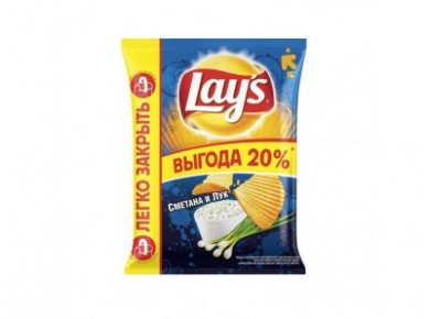 Чипсы LAYS Сметана и зеленый лук, 225г, 1 штука