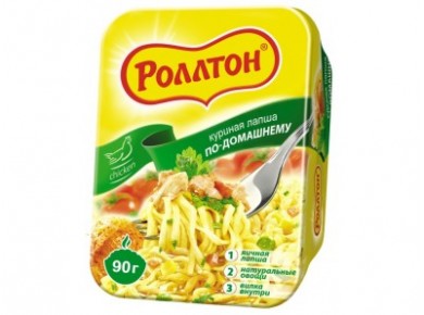 Лапша быстрого приготовления РОЛЛТОН со вкусом курицы и говядины, 90г, 1 штука