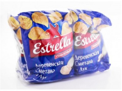 Чипсы ESTRELLA со вкусом сметаны и лука, 85г, 1 штука