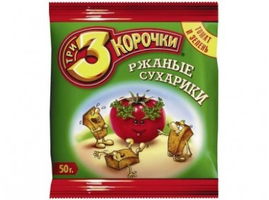 Сухарики ТРИ КОРОЧКИ со вкусом бекона, 40г, 5 штук
