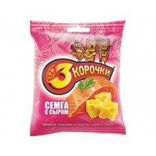 Сухарики ТРИ КОРОЧКИ со вкусом семги и сыра, 40г, 5 штук