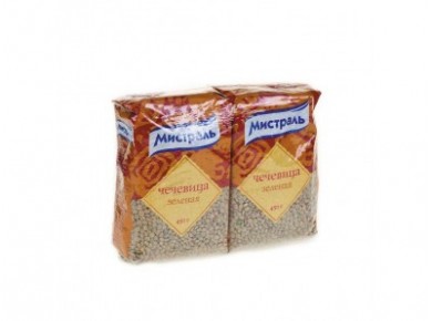 Чечевица зеленая,  МИСТРАЛЬ,450г, 2 пакета