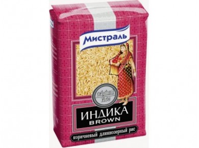 Рис коричневый ИНДИКА Мистраль, 1кг, 2 пакета