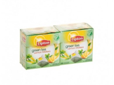 Чай LIPTON лимон/мята зеленый, 20х1,6г, 2 штуки