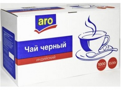 Чай ARO индийский черный пакетированный, 1000х1,5г, 1 штука