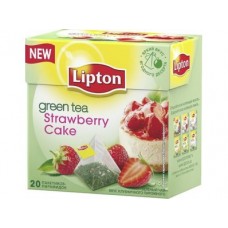 Чай LIPTON зеленый со вкусом клубничного пирожного, 20x1,4г, 2 штуки