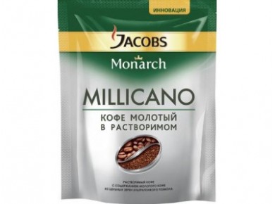 Кофе JACOBS MONARCH Millicano молотый в растворимом, 75г, 1 штука