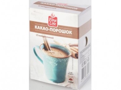 Какао-порошок FINE LIFE натуральный, 100г, 1 штука