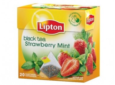 Чай LIPTON Strawberry Mint, 20х1.6г, 2 упаковки