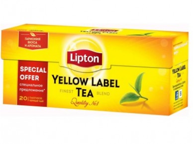 Чай черный LIPTON Yellow Label, 20х2г, 1 штука