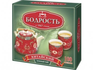 Чай БОДРОСТЬ китайский зеленый, 100Х1,8г, 1 штука