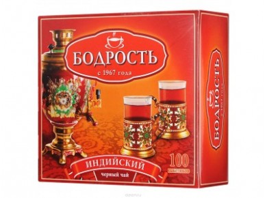 Чай БОДРОСТЬ индийский черный, 100х2г, 1 штука