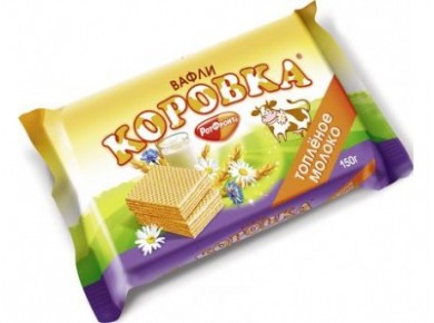 Вафли КОРОВКА РОТ ФРОНТ Топлёное молоко, 150г, 4 штуки
