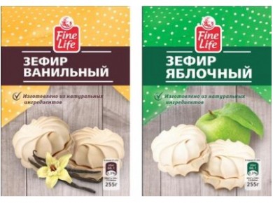 Зефир FINE LIFE бело-розовый, 80г, 1 штука