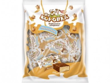 Вафельные конфеты КОРОВКА молочная, 250г, 1 штука