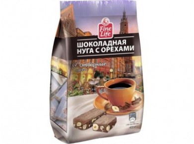 Шоколадная нуга FINE LIFE с орехами, 400г, 1 штука