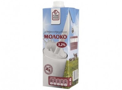 Молоко FINE FOOD стерилизованное 3,2%, 950г, 1 штука